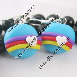 Handmade Fimo Earring, Bead size:10-15mm, Sold by Dozen 