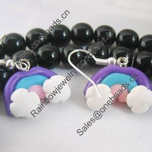 Handmade Fimo Earring, Bead size:10-15mm, Sold by Dozen 