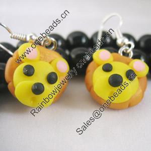 Handmade Fimo Earring, Bead size:10-15mm, Sold by Dozen 