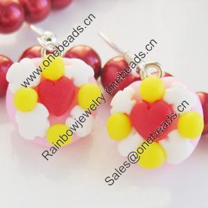 Handmade Fimo Earring, Bead size:10-15mm, Sold by Dozen 