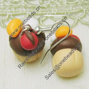 Handmade Fimo Earring, Bead size:10-15mm, Sold by Dozen 