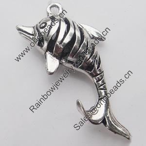 Hollow Bali Pendant Zinc Alloy Jewelry Findings, Lead-free, Animal 22x41mm, Sold by Bag