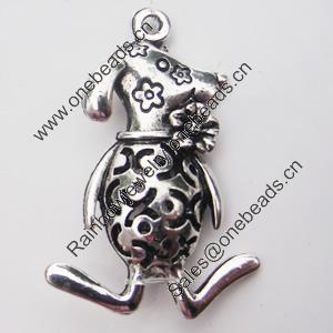 Hollow Bali Pendant Zinc Alloy Jewelry Findings, Lead-free, Animal 40x25mm, Sold by Bag