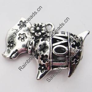 Hollow Bali Pendant Zinc Alloy Jewelry Findings, Lead-free, Animal 334x26mm, Sold by Bag
