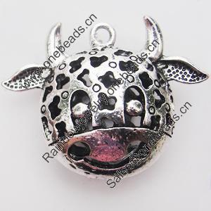 Hollow Bali Pendant Zinc Alloy Jewelry Findings, Lead-free, Animal 26mm, Sold by Bag