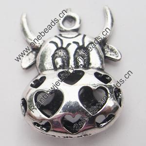 Hollow Bali Pendant Zinc Alloy Jewelry Findings, Lead-free, Animal Head 23x17mm, Sold by Bag