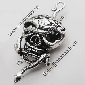 Hollow Bali Pendant Zinc Alloy Jewelry Findings, Lead-free, Head 22x48mm, Sold by Bag