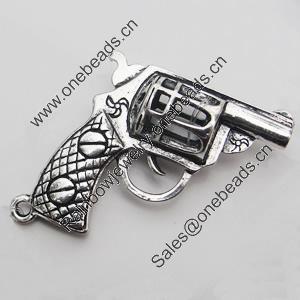 Hollow Bali Pendant Zinc Alloy Jewelry Findings, Lead-free, Gun 30x35mm, Sold by Bag