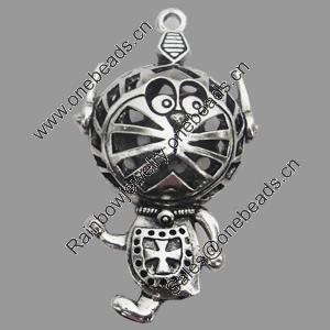 Hollow Bali Pendant Zinc Alloy Jewelry Findings, Lead-free, Animal 31x56mm, Sold by Bag