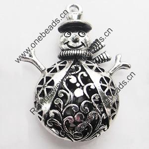 Hollow Bali Pendant Zinc Alloy Jewelry Findings, Lead-free, Snowman 34x45mm, Sold by Bag