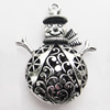 Hollow Bali Pendant Zinc Alloy Jewelry Findings, Lead-free, Snowman 34x45mm, Sold by Bag