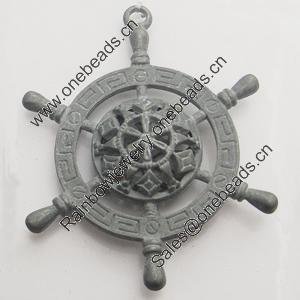 Hollow Bali Pendant Zinc Alloy Jewelry Findings, Lead-free, rudder 33x42mm, Sold by Bag