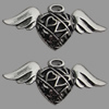 Hollow Bali Pendant Zinc Alloy Jewelry Findings, Lead-free, Wing 19x41mm, Sold by Bag