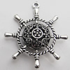 Hollow Bali Pendant Zinc Alloy Jewelry Findings, Lead-free, rudder 34x48mm, Sold by Bag