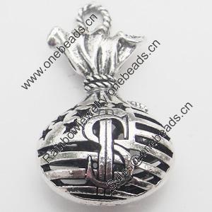Hollow Bali Pendant Zinc Alloy Jewelry Findings, Lead-free, purse 21x29mm, Sold by Bag