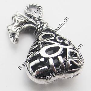 Hollow Bali Pendant Zinc Alloy Jewelry Findings, Lead-free, purse 15x26mm, Sold by Bag