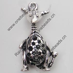 Hollow Bali Pendant Zinc Alloy Jewelry Findings, Lead-free, Animal 20x36mm, Sold by Bag