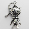 Hollow Bali Pendant Zinc Alloy Jewelry Findings, Lead-free, Animal 23x38mm, Sold by Bag