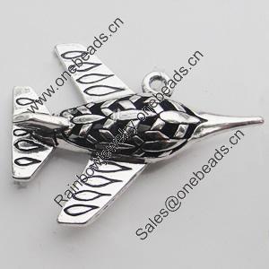 Hollow Bali Pendant Zinc Alloy Jewelry Findings, Lead-free, Aeroplane 29x38mm, Sold by Bag