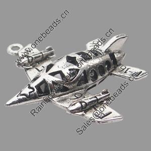 Hollow Bali Pendant Zinc Alloy Jewelry Findings, Lead-free, Aeroplane 37x41mm, Sold by Bag