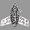 Hollow Bali Pendant Zinc Alloy Jewelry Findings, Lead-free, Aeroplane 39x40mm, Sold by Bag