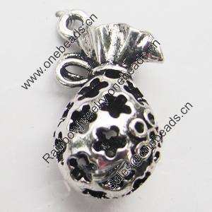 Hollow Bali Pendant Zinc Alloy Jewelry Findings, Lead-free, purse 13x22mm, Sold by Bag