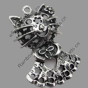 Hollow Bali Pendant Zinc Alloy Jewelry Findings, Lead-free, Animal 27x40mm, Sold by Bag