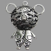 Hollow Bali Pendant Zinc Alloy Jewelry Findings, Lead-free, Animal 37x47mm, Sold by Bag