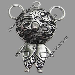 Hollow Bali Pendant Zinc Alloy Jewelry Findings, Lead-free, Animal 37x47mm, Sold by Bag