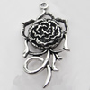 Hollow Bali Pendant Zinc Alloy Jewelry Findings, Lead-free, Flower 21x41mm, Sold by Bag