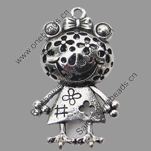 Hollow Bali Pendant Zinc Alloy Jewelry Findings, Lead-free, Animal 23x42mm, Sold by Bag