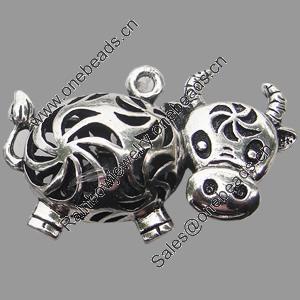 Hollow Bali Pendant Zinc Alloy Jewelry Findings, Lead-free, Animal 22x38mm, Sold by Bag