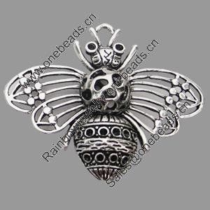 Hollow Bali Pendant Zinc Alloy Jewelry Findings, Lead-free, Animal 48x57mm, Sold by Bag
