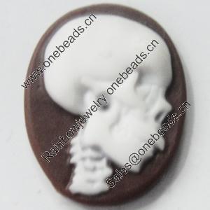 Cameos Resin Beads, No-Hole Jewelry findings, 17.5x23mm, Sold by Bag 