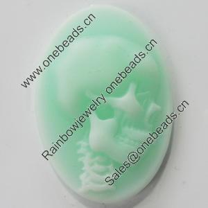 Cameos Resin Beads, No-Hole Jewelry findings, 24.5x36mm, Sold by Bag 