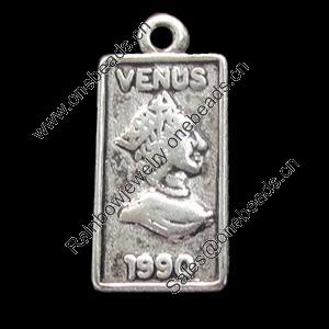 Pendant, Zinc Alloy Jewelry Findings, Lead-free,rectangle 7.5x14mm, Sold by Bag