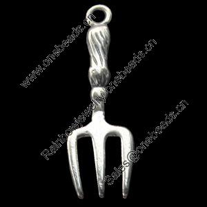 Pendant, Zinc Alloy Jewelry Findings, Lead-free,fork 7x23mm, Sold by Bag