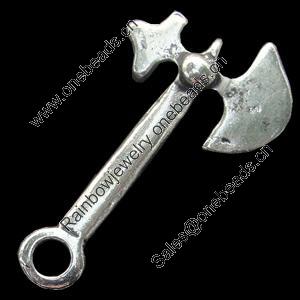Pendant, Zinc Alloy Jewelry Findings, Lead-free,the axe 14x25mm, Sold by Bag