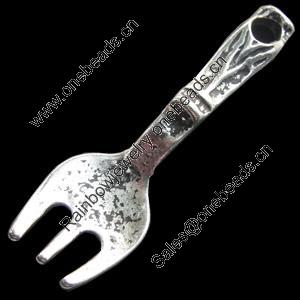 Pendant, Zinc Alloy Jewelry Findings, Lead-free,fork 14x38mm, Sold by Bag