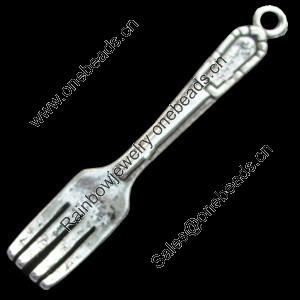 Pendant, Zinc Alloy Jewelry Findings, Lead-free,fork 8x52mm, Sold by Bag