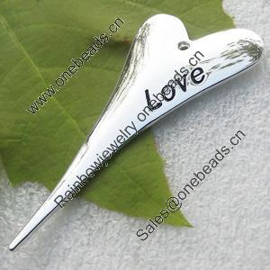 Zinc alloy Jewelry Pendant/Charm, Nickel-free & Lead-free, with word:love, Length: About 60mm, Sold by PC 