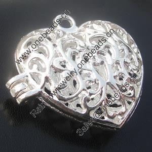 Hollow Bali Pendant Zinc Alloy Jewelry Findings, " Can be opened " Lead-free, 39x36mm, Sold by Bag