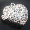 Hollow Bali Pendant Zinc Alloy Jewelry Findings, " Can be opened " Lead-free, 39x36mm, Sold by Bag