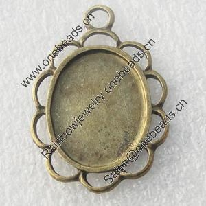 Zinc Alloy Pendant Settings, Lead-free, Outside diameter:19x28mm, Interior diameter:13x17mm, Sold by Bag 