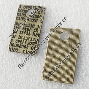 Pendant, Zinc Alloy Jewelry Findings, Lead-free, rectangle, 15x27mm, Sold by Bag 