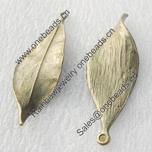 Pendant, Zinc Alloy Jewelry Findings, Lead-free, Leaf, 16x48mm, Sold by Bag 