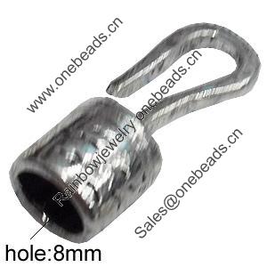 Zinc Alloy Cord End Caps Lead-free, 12x34mm, Hole:8mm, Sold by Bag 