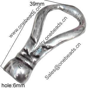 Zinc Alloy Cord End Caps Lead-free, 17x39mm, Hole:6mm, Sold by Bag 