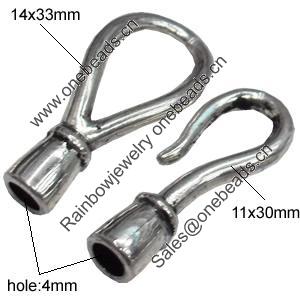 Clasps, Zinc Alloy Jewelry Findings Lead-free, 14x33mm 11x30mm, Hole:4mm, Sold by KG 