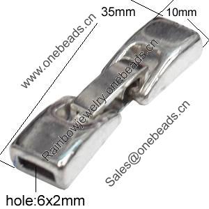 Clasps, Zinc Alloy Jewelry Findings Lead-free, 10x35mm, Hole:6x2mm, Sold by Bag 